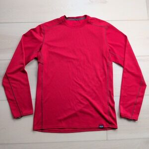Patagonia Capilene Midweight Baselayer Mens Small Red Polartec Grid‎ Crew 44425